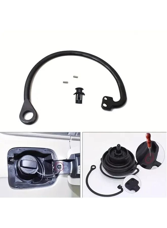 Black Fuel Tank Cap Cover Cable Strap Compatible with VW Audi Seat Models 1pc - Image 1